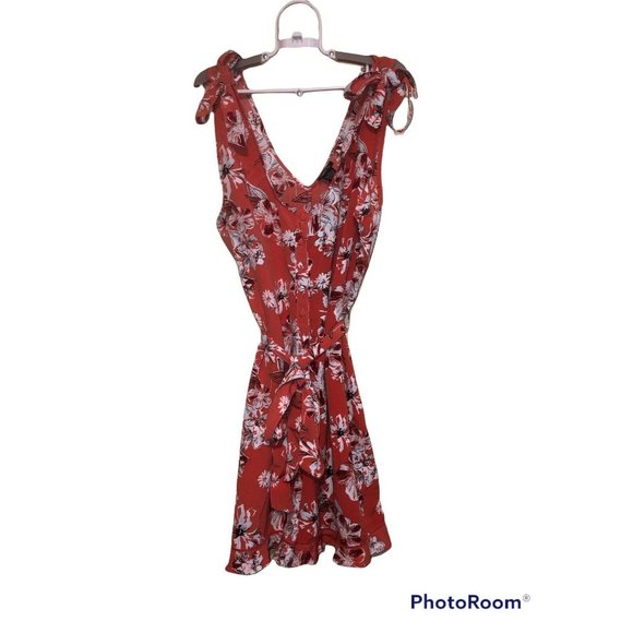 Rue21 Romper Large Orange Floral Tie Shoulder NEW - Picture 1 of 7